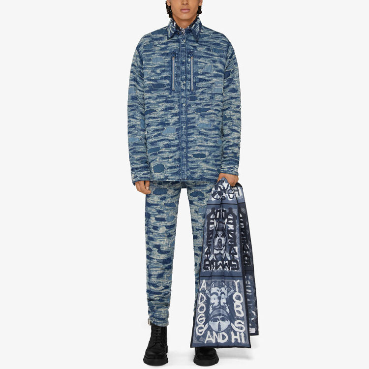 Lookbook GIVENCHY Slim-Fit Jeans Medium Blue dengan Desain Sobek dan Kantong. BM50ST50QC-420