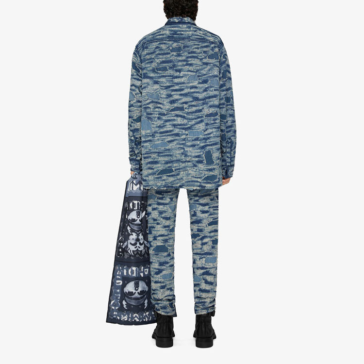 Shop GIVENCHY Slim-Fit Jeans Medium Blue dengan Desain Sobek dan Kantong. BM50ST50QC-420