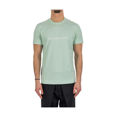 Givenchy Slim Fit Green T-Shirt with Letter Print Crew Neck. BM71653Y6B-341