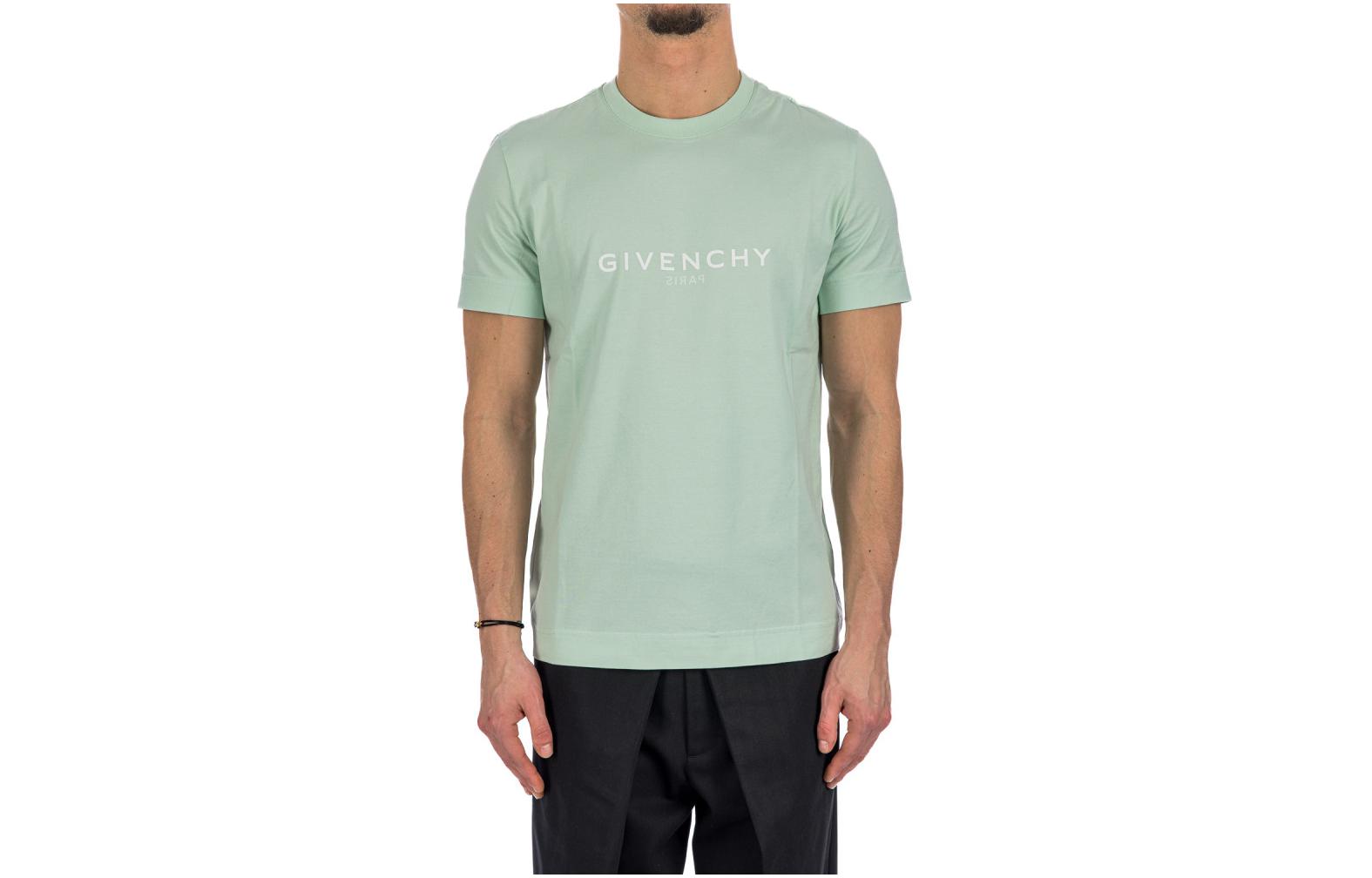 Order Givenchy  Slim Fit Green T-Shirt with Letter Print Crew Neck. BM71653Y6B-341