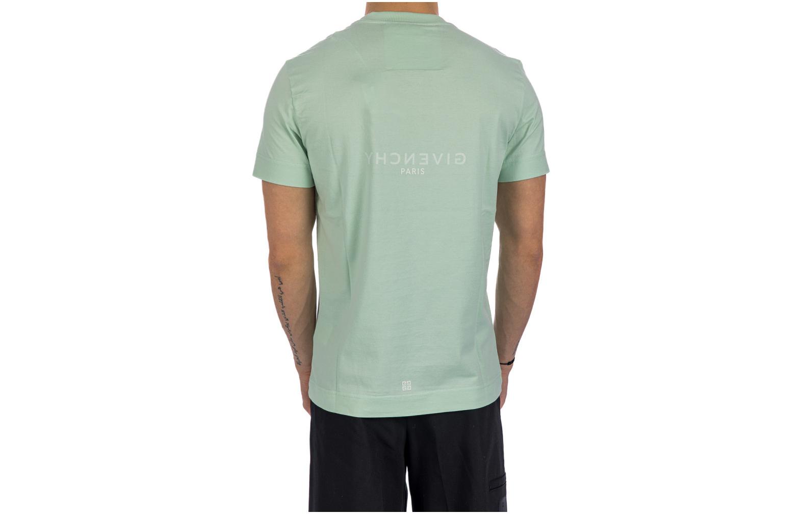 Lookbook Givenchy  Slim Fit Green T-Shirt with Letter Print Crew Neck. BM71653Y6B-341