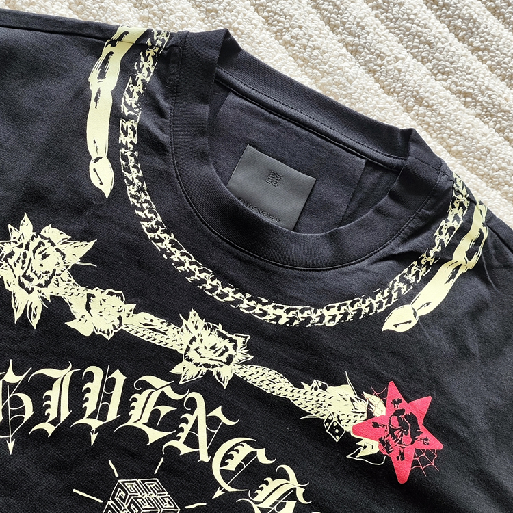 Shop GIVENCHY  Slim Fit Logo Print Crewneck T-Shirt Black BM71403Y6B-001