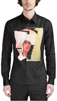 Order Givenchy Kemeja Hitam Lengan Panjang Slim Fit dengan Print Foto. 15F6035667-001