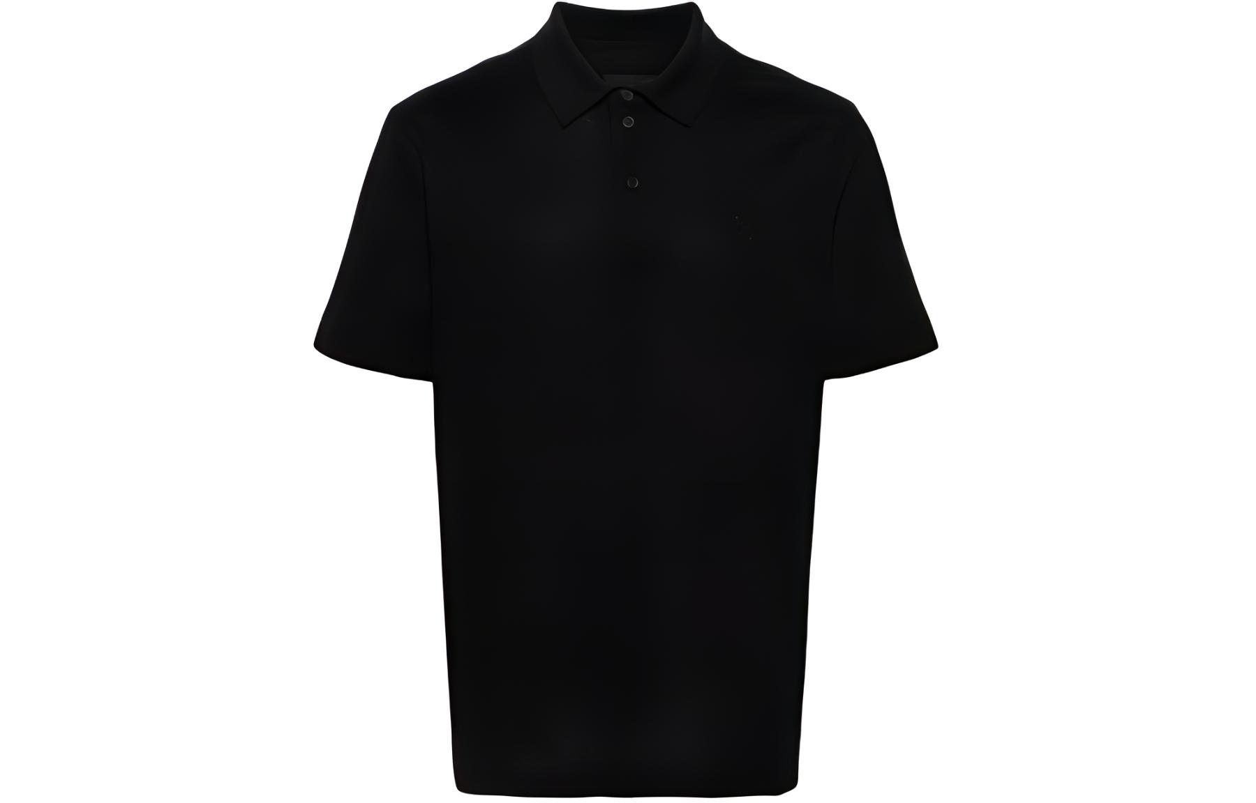 GIVENCHY  Solid Black Short Sleeve Button Polo Shirt. BM71KR3YCD-001