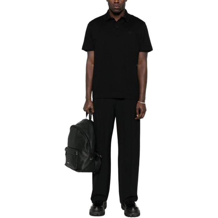 Lookbook GIVENCHY Kaos Polo Hitam Solid Lengan Pendek dengan Kancing. BM71KR3YCD-001