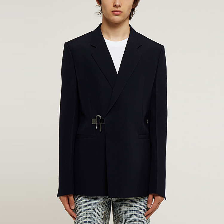 Purchase ジバンシィ ソリッドカラー カジュアル長袖ブレザージャケット ネイビーブルー BM30B214DL-410