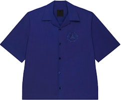 Givenchy Solid Color Cuban Collar Short Sleeve Shirt Blue BM60WP14M6-467 Givenchy Solid Color Cuban Collar Short Sleeve Shirt Blue BM60WP14M6-467