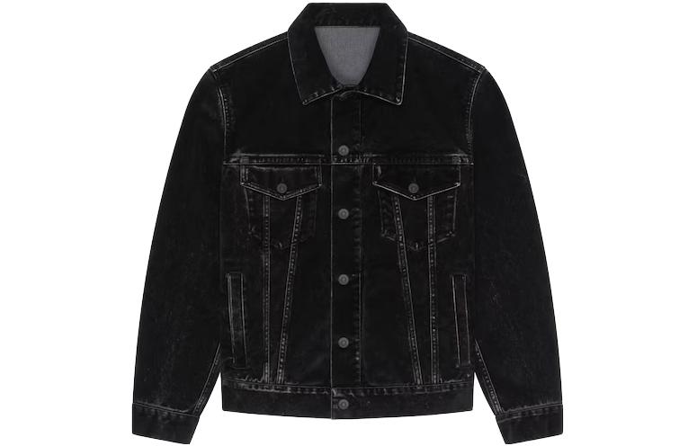 GIVENCHY  Solid Color Denim Jacket Long Sleeve Black BM012C5Z1C-001