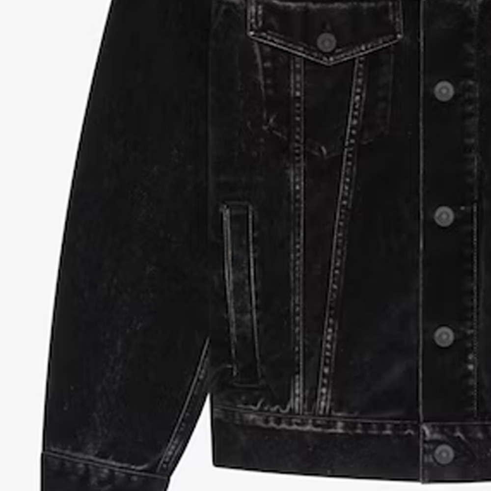 Sizing 纪梵希纯色长袖黑色牛仔夹克 BM012C5Z1C-001