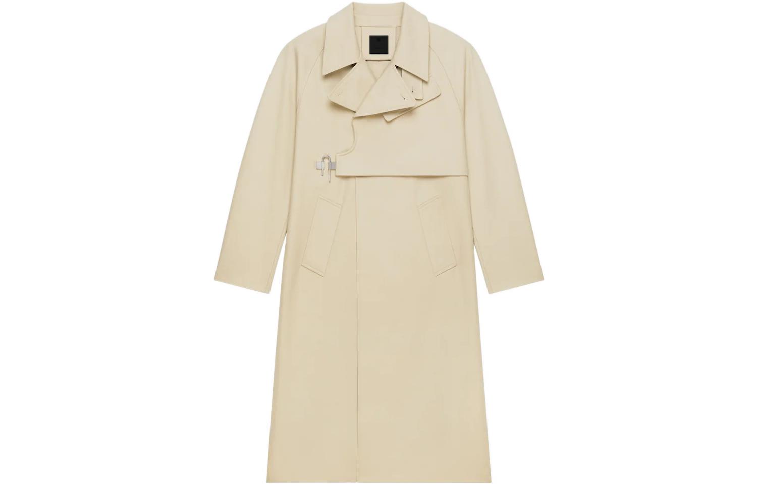 GIVENCHY  Solid Color Mid-Length U-Shaped Trench Coat. BM00XP14BU-270