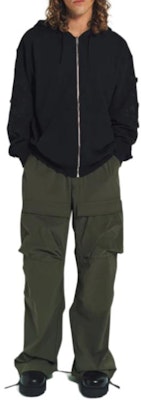 지방시 솔리드 컬러 미드웨이스트 와이드레그 카고 팬츠 그린 BM51GR15KQ-305 Details for 지방시 솔리드 컬러 미드웨이스트 와이드레그 카고 팬츠 그린 BM51GR15KQ-305