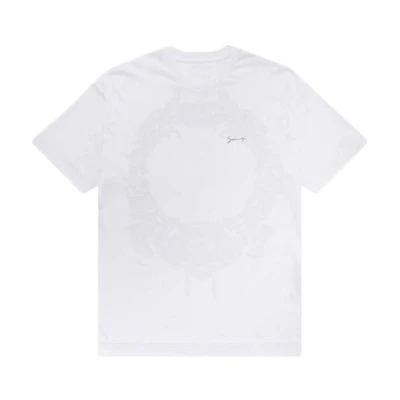 GIVENCHY White Baroque Print Crew Neck Straight Fit T-Shirt. BM71JA3YNZ-100