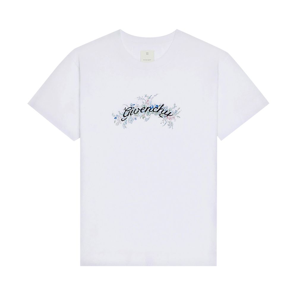 Givenchy  White Crew Neck Graphic Print Short Sleeve T-Shirt BM71JA3YMU-100