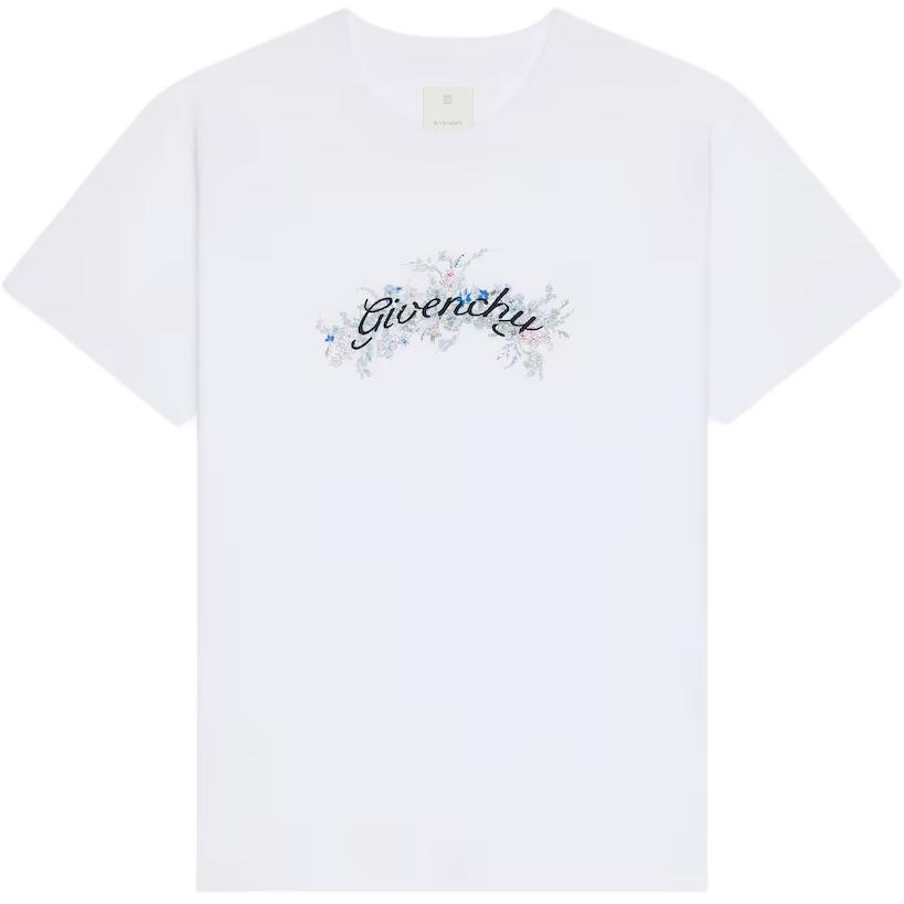 Givenchy  White Crew Neck Graphic Print Short Sleeve T-Shirt BM71JA3YMU-100 圖 2