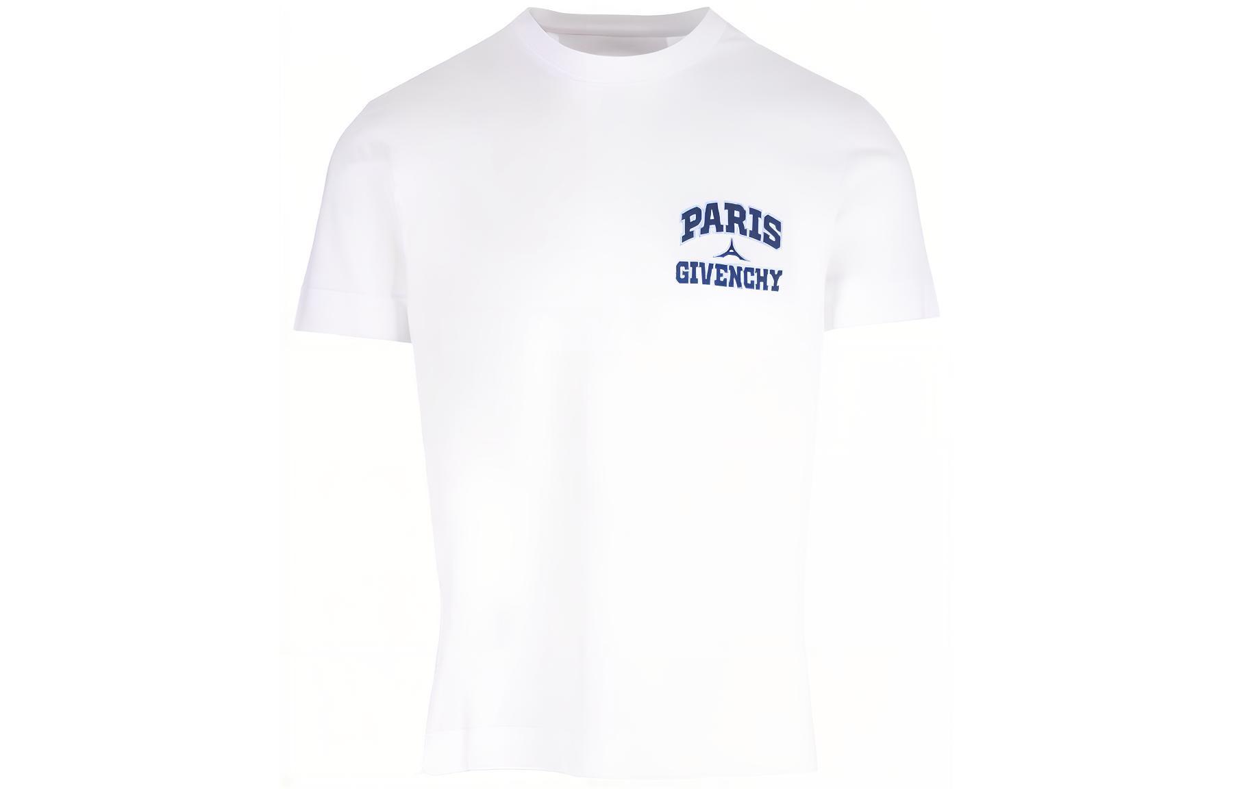 GIVENCHY  White Crewneck T-Shirt with Solid Color Letter Print BM716G3YE3-100