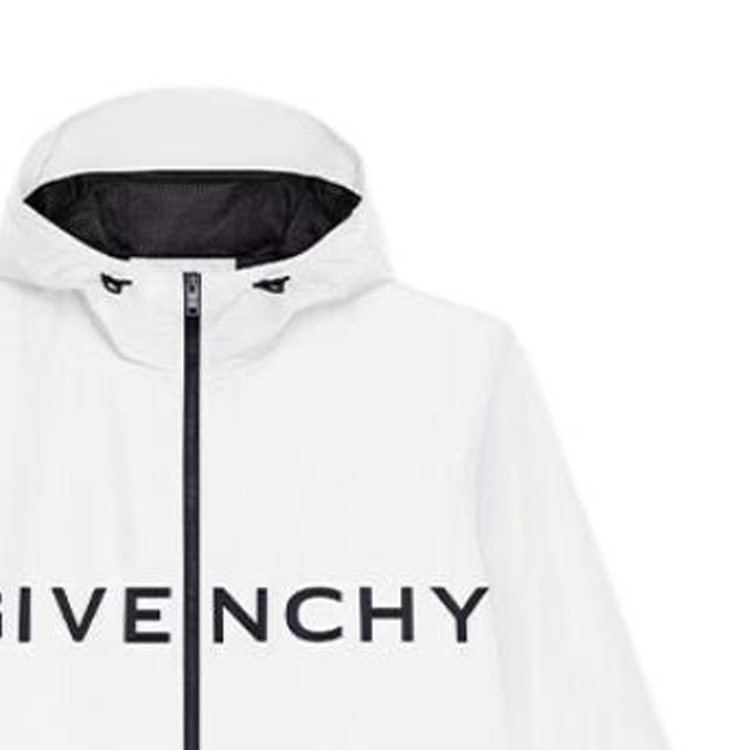 Shop ジバンシィ ホワイト フード ジャケット レターロゴプリント付き. BM011313YT-100