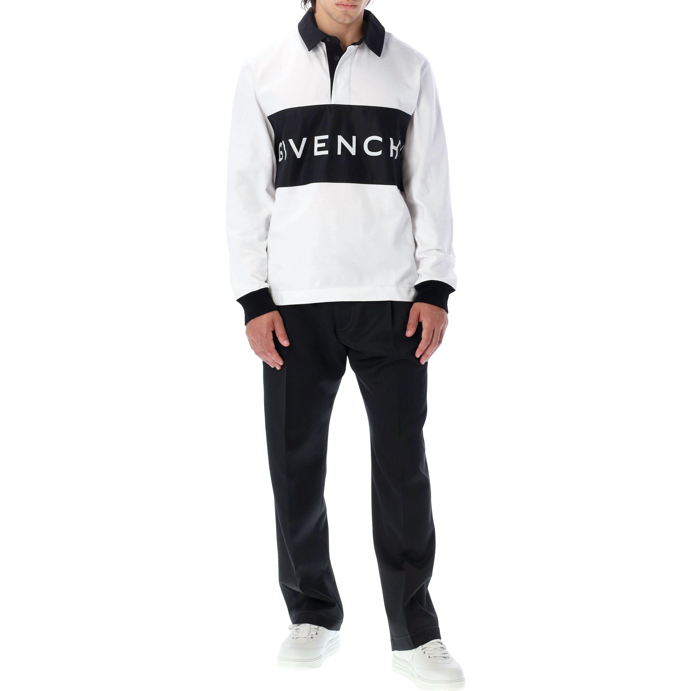 Shop Givenchy Kemeja Polo Lengan Panjang Putih dengan Desain Cetak Huruf. BM71CS30VV-130