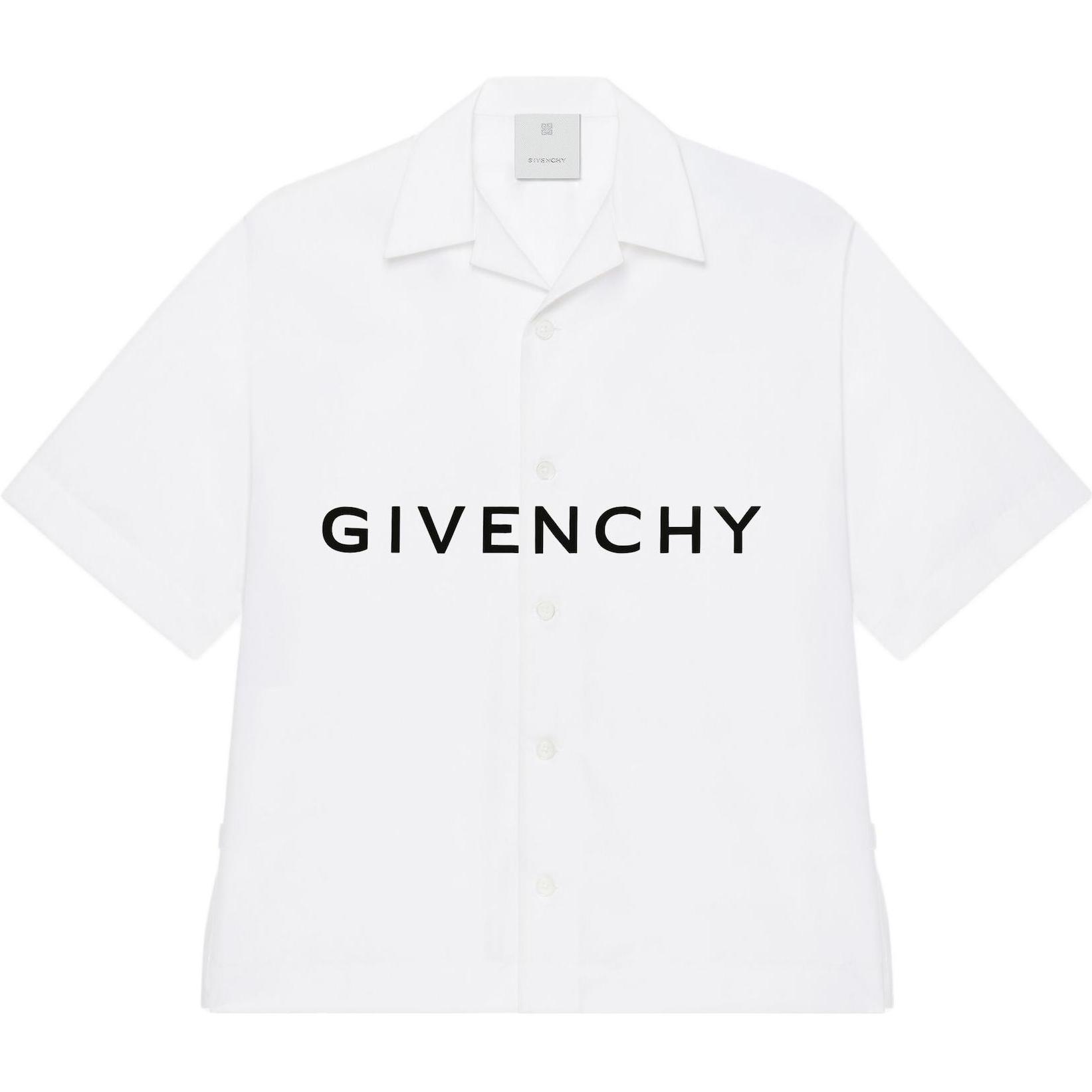GIVENCHY  White Long-Sleeve Shirt with Letter Print and Collared Design BM60T51YC8-116