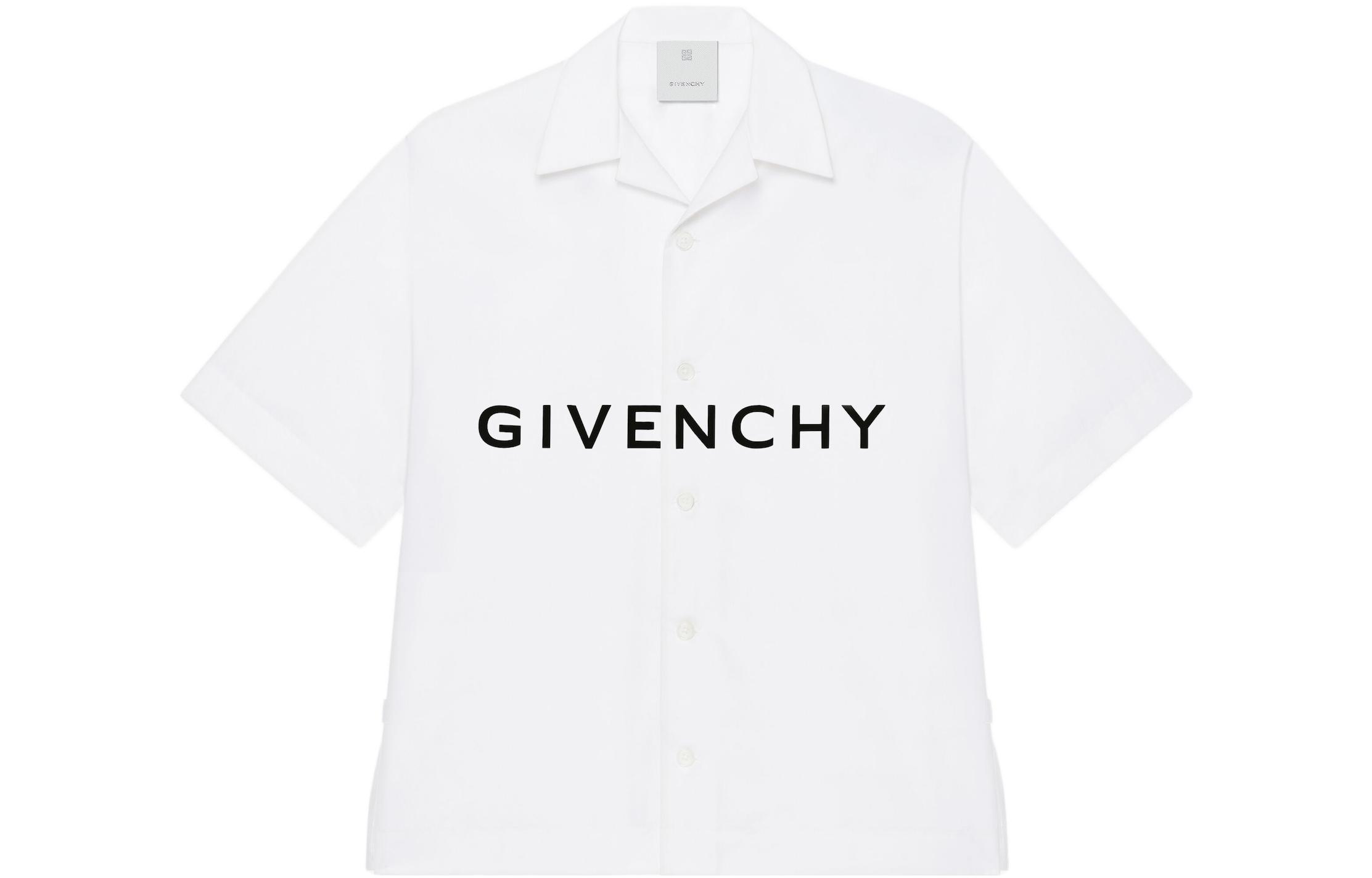 Order GIVENCHY Kemeja Putih Lengan Panjang dengan Cetakan Huruf dan Desain Kerah BM60T51YC8-116