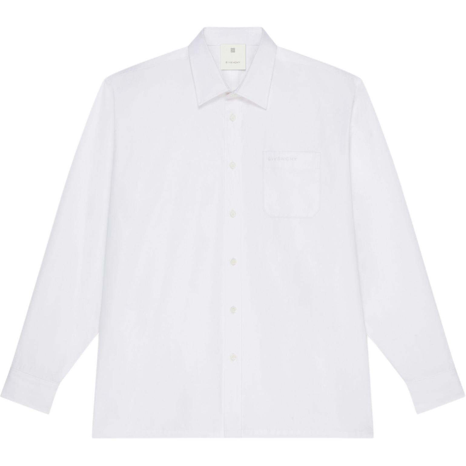 Order 紀梵希白色純色扣襟領長袖Poplin襯衫 BM610014M6-100