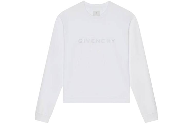 Order Givenchy Kaos Lengan Panjang Putih Loose Fit Crewneck dengan Cetak Huruf. BM71KK3YJ9-100