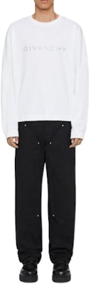 Givenchy Kaos Lengan Panjang Putih Loose Fit Crewneck dengan Cetak Huruf. BM71KK3YJ9-100 Lookbook Givenchy Kaos Lengan Panjang Putih Loose Fit Crewneck dengan Cetak Huruf. BM71KK3YJ9-100