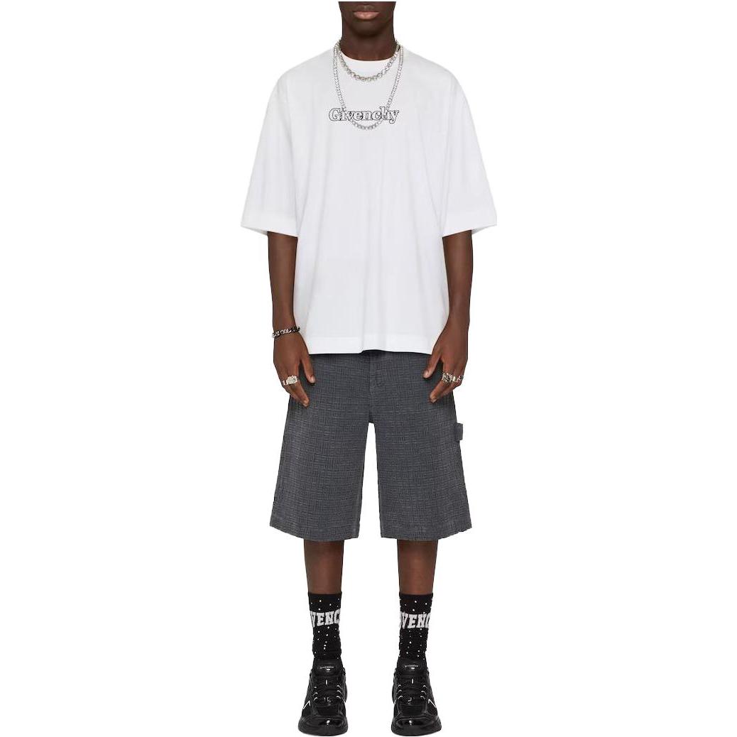 Lookbook ジバンシィ ホワイト オーバーサイズ レタープリント クルーネックTシャツ BM712H3YEC-100