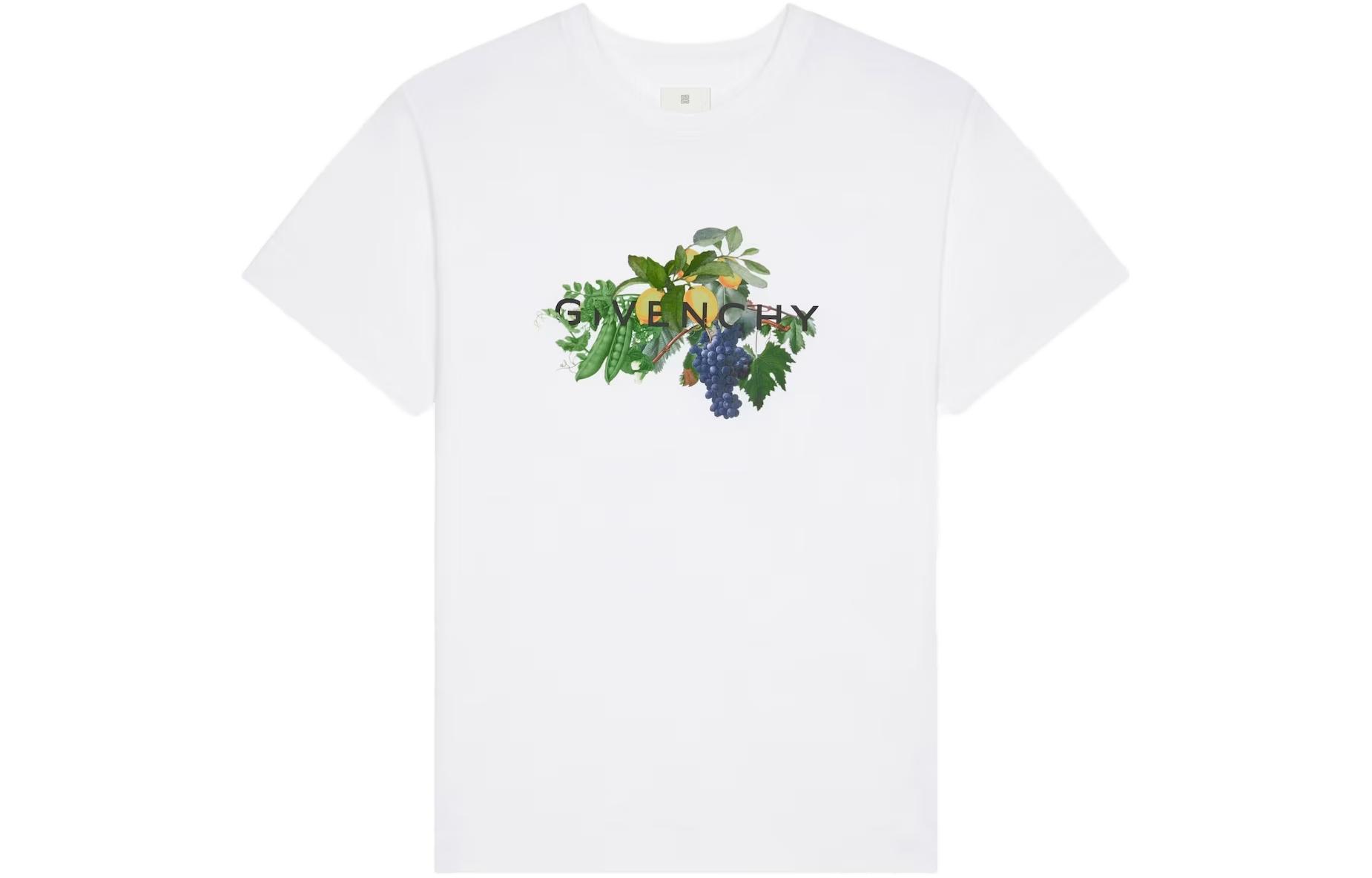 GIVENCHY  White Relaxed Fit Short Sleeve Tee with Botanical Fruit Print BM71JA3YGP-100 圖 2