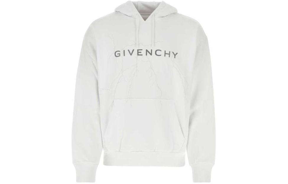 GIVENCHY  White Solid Color Loose Fit Hoodie with Drawstring. BMJ0LA3YJ9100