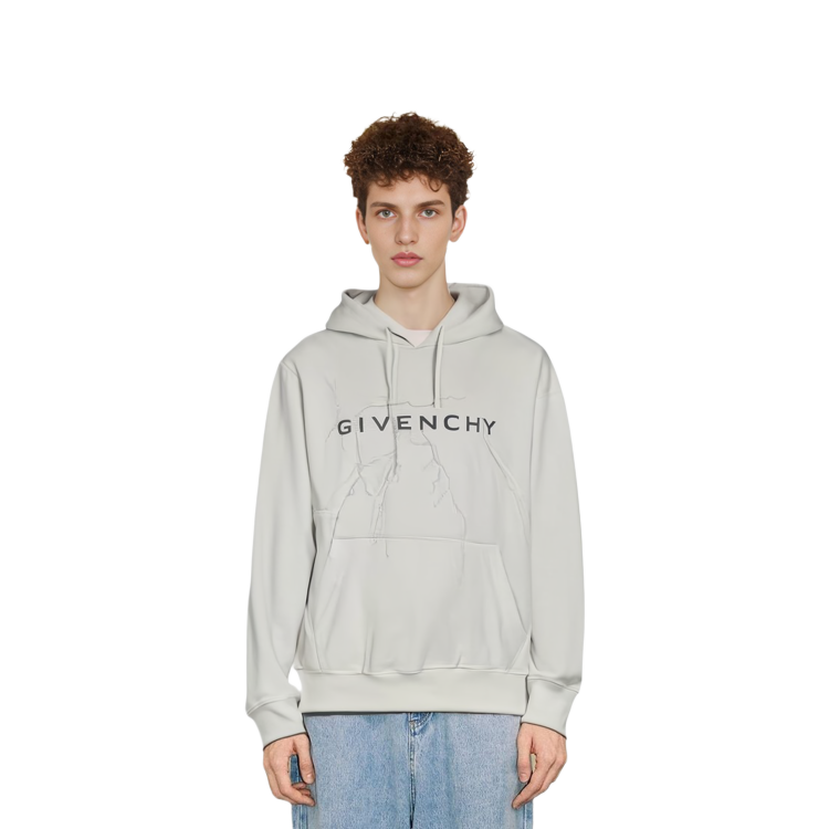 GIVENCHY  White Solid Color Loose Fit Hoodie with Drawstring. BMJ0LA3YJ9100 圖 4