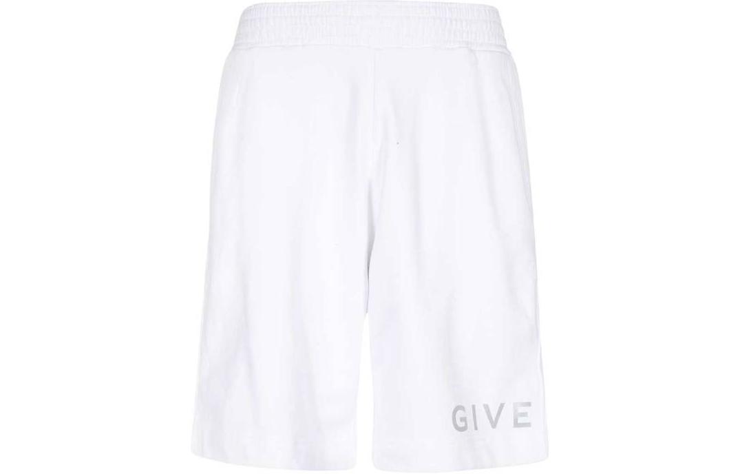 GIVENCHY  White Straight-Leg Shorts with Logo Print. BM51863YCA-100