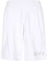 GIVENCHY White Straight-Leg Shorts with Logo Print. BM51863YCA-100 GIVENCHY White Straight-Leg Shorts with Logo Print. BM51863YCA-100