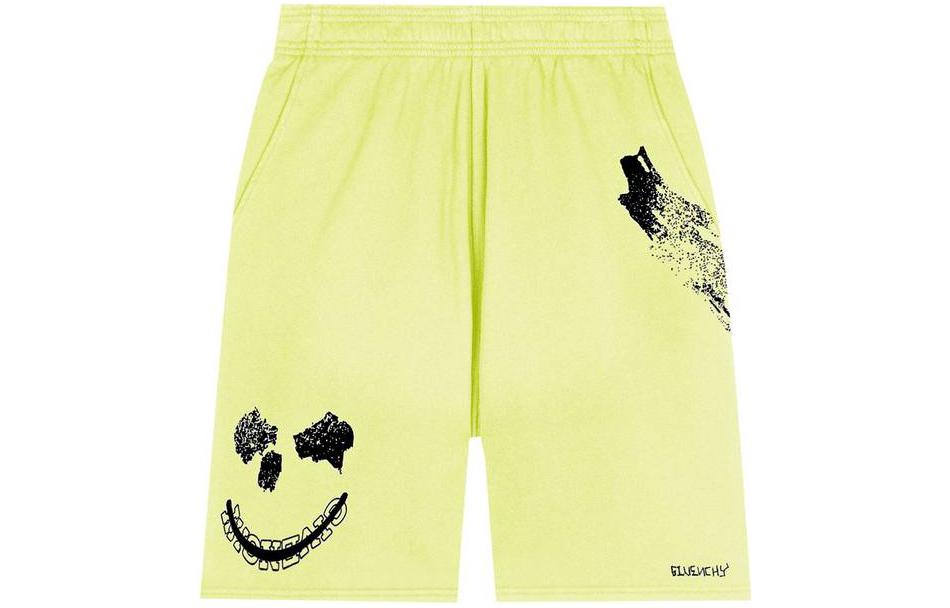 GIVENCHY  Yellow Abstract Print Logo Bermuda Casual Shorts. BM50WU3Y6U-725