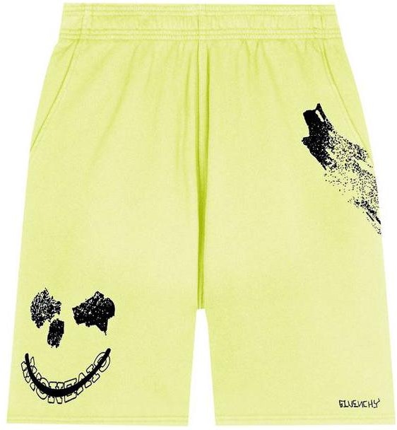 givenchy-yellow-abstract-print-logo-bermuda-casual-shorts-bm-50-wu-3-y6-u-725