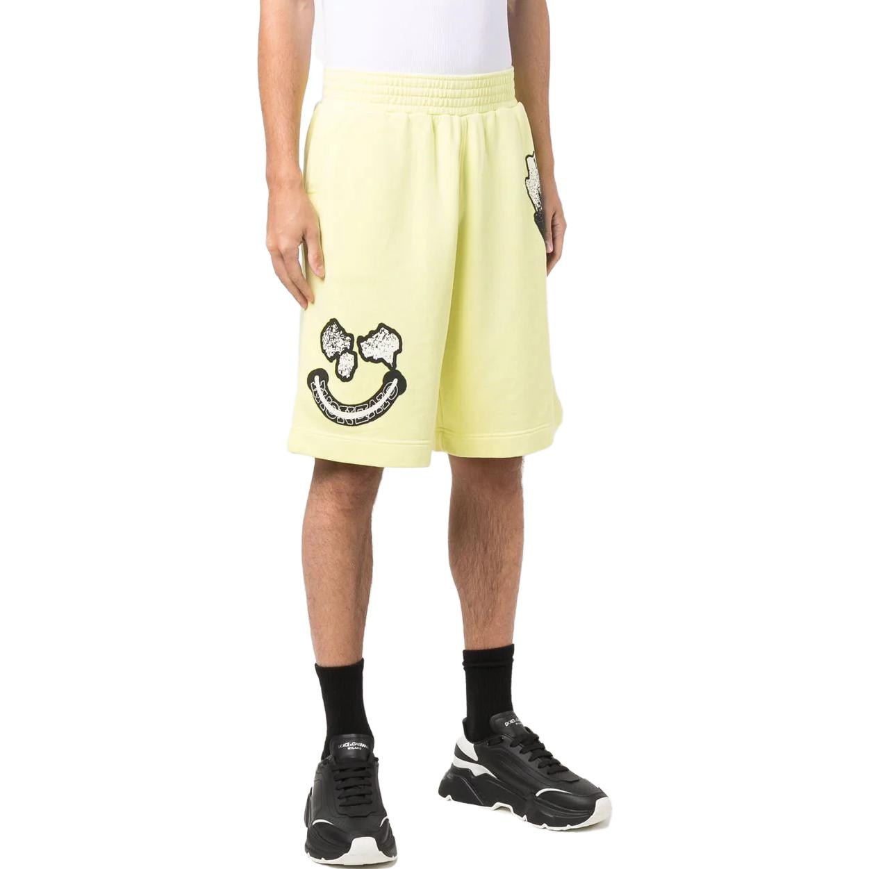 Shop GIVENCHY  Yellow Abstract Print Logo Bermuda Casual Shorts. BM50WU3Y6U-725