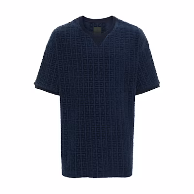 GIVENCHY Allover Print Navy Blue Crew Neck T-Shirt. BM71JA3YF0-410