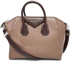 Givenchy Antigona Tote Bicolor Sugar Goatskin Medium Grey/Brown Givenchy Antigona Tote Bicolor Sugar Goatskin Medium Grey/Brown