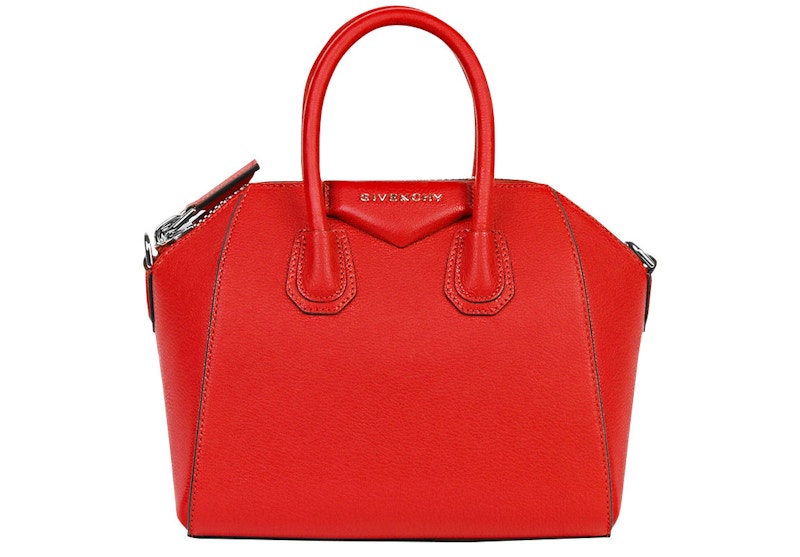 Givenchy Antigona Tote Leather Silver-tone Mini Pop Red