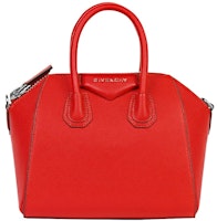 Givenchy Antigona Tote Leather Silver-tone Mini Pop Red Givenchy Antigona Tote Leather Silver-tone Mini Pop Red