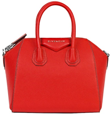 Givenchy Antigona Tote Leather Silver-tone Mini Pop Red Buy Givenchy Antigona Tote Leather Silver-tone Mini Pop Red