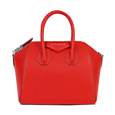 Givenchy Antigona Tote Leather Silver-tone Mini Pop Red