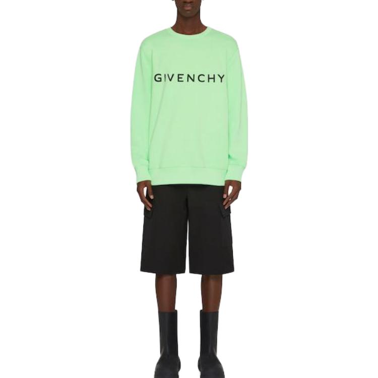 Lookbook GIVENCHY Archetype SS23 Sweater Hijau Logo Cetakan Lengan Panjang Lelaki. BMJ0HA3YAC-326
