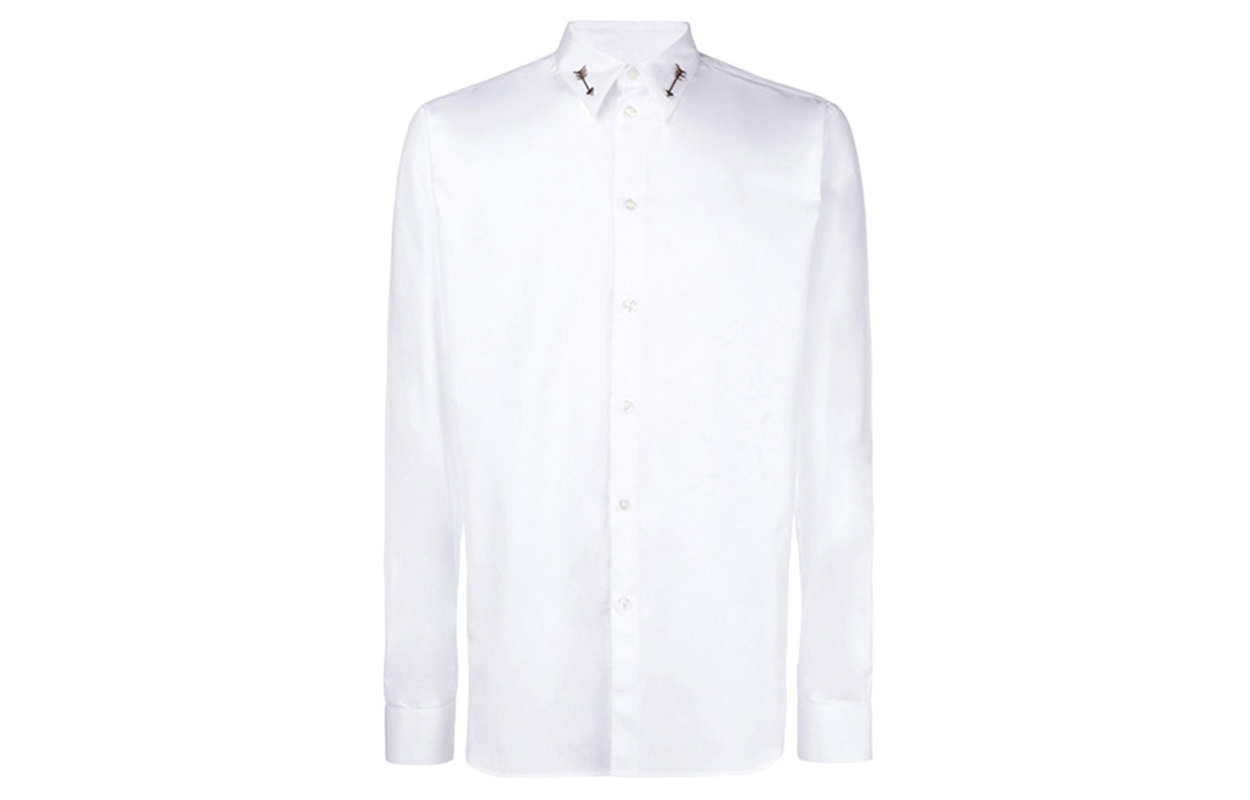 Givenchy Arrow Label Cotton Casual Long Sleeve Shirt Mens White. BM605R1Y39-100