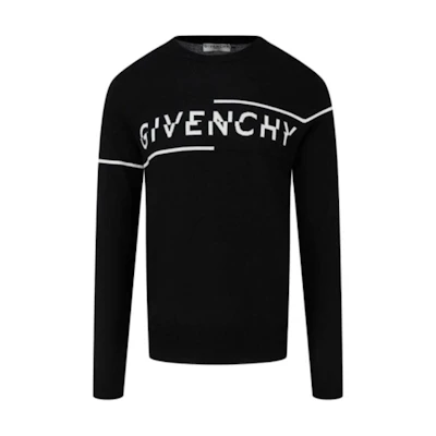 Givenchy Asymmetric Letter Knit Wool Sweater Black BM90B4404X-004
