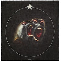 Givenchy Baboon Print Square Silk Scarf Black Unisex 1212GV-SE192-001 Givenchy Baboon Print Square Silk Scarf Black Unisex 1212GV-SE192-001