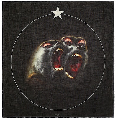 Givenchy Baboon Print Square Silk Scarf Black Unisex 1212GV-SE192-001 Order Givenchy Baboon Print Square Silk Scarf Black Unisex 1212GV-SE192-001