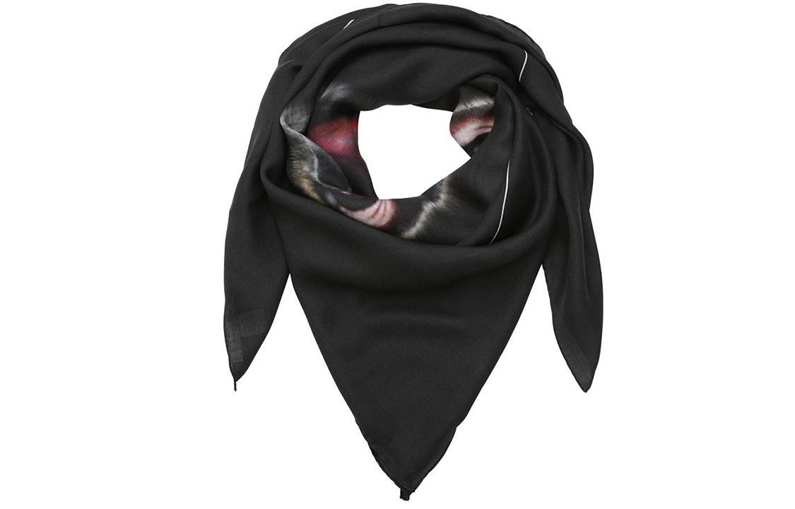 Lookbook 纪梵希黑色狒狒印花方形丝巾 男女通用 1212GV-SE192-001