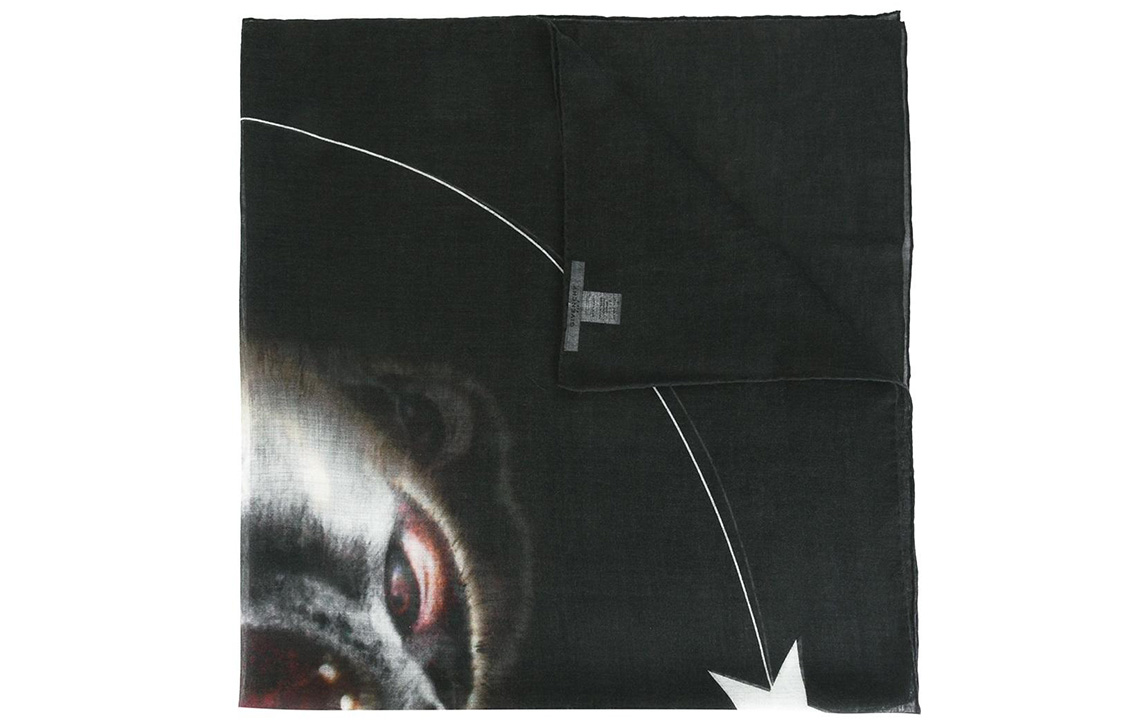 Shop 纪梵希黑色狒狒印花方形丝巾 男女通用 1212GV-SE192-001