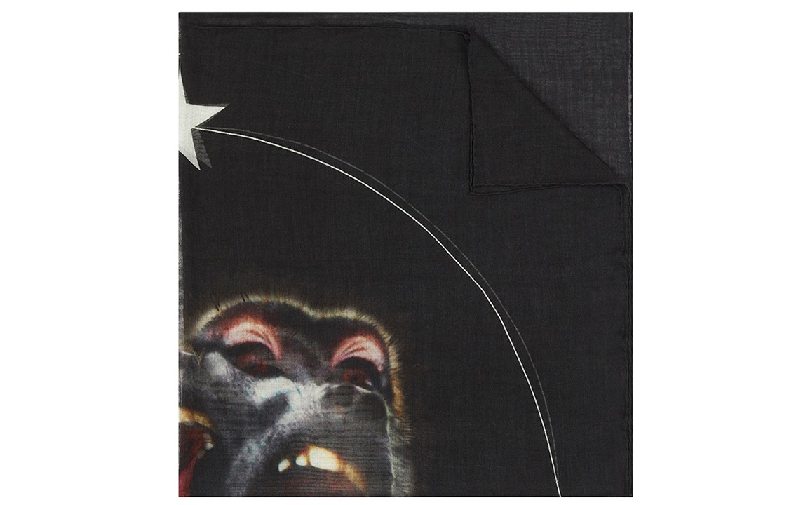 Purchase 纪梵希黑色狒狒印花方形丝巾 男女通用 1212GV-SE192-001