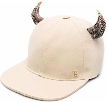 GIVENCHY Beige Cotton Baseball Cap with Horn-Shaped Embellishment. BPZ024P0CD GIVENCHY Beige Cotton Baseball Cap with Horn-Shaped Embellishment. BPZ024P0CD